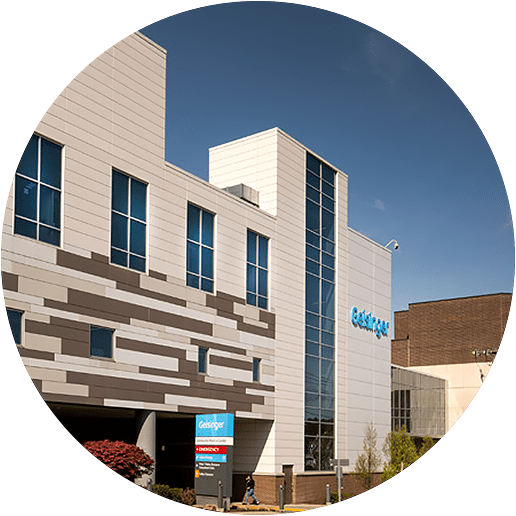 The exterior of a hospital front entrance.