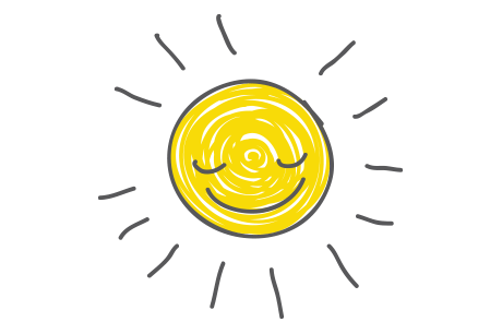 A colorful illustration of the sun.