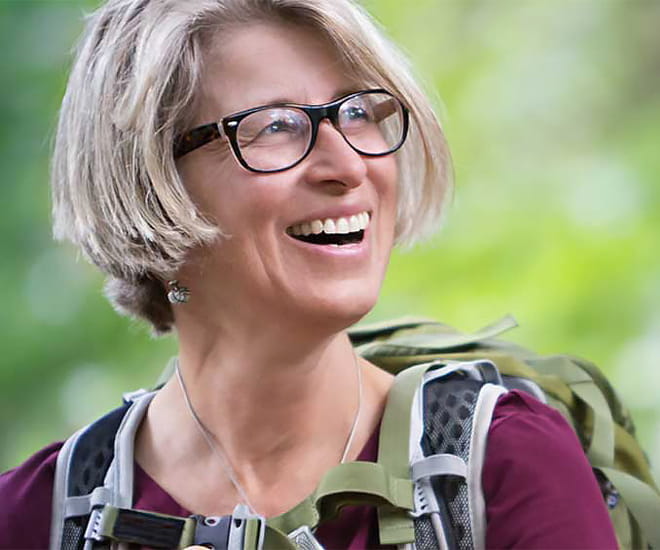 Woman smiling on hike