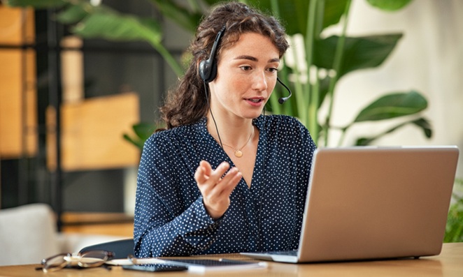 A woman on a zoom call