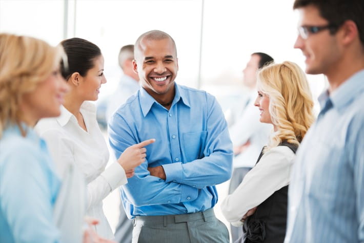 A group of colleagues talking