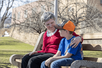 A grandparent with a child