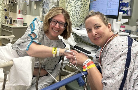 Kristi Waugh and Kimberly Hockenbroch in the hospital