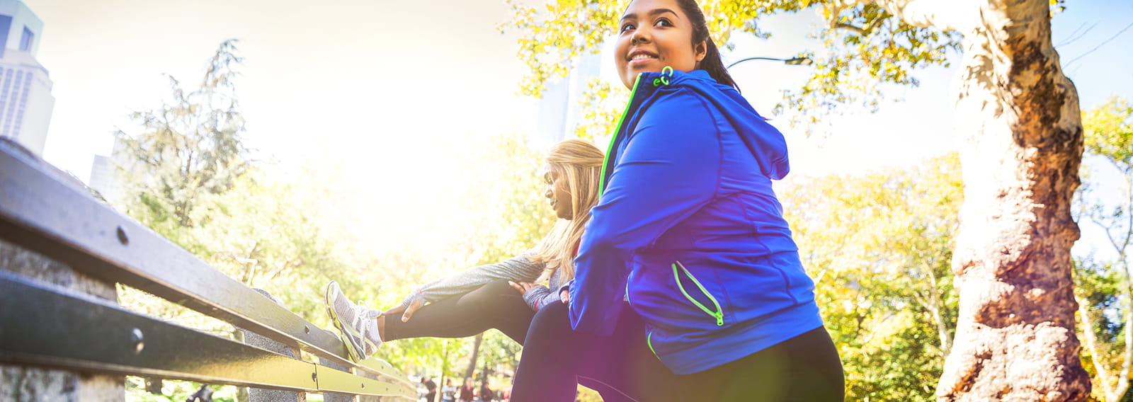 Active woman stretching