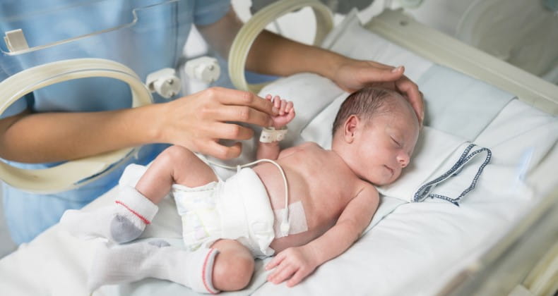 a newborn baby in NICU