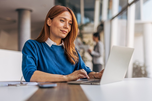 A businesswoman on her laptop