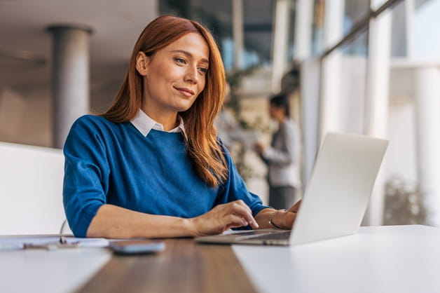 A businesswoman on her laptop