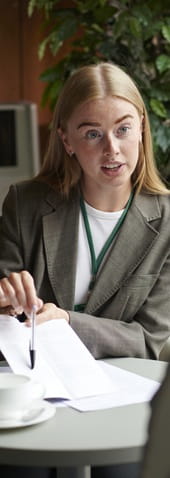 A businesswoman at her desk