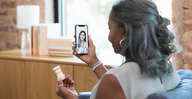 A senior on a zoom call