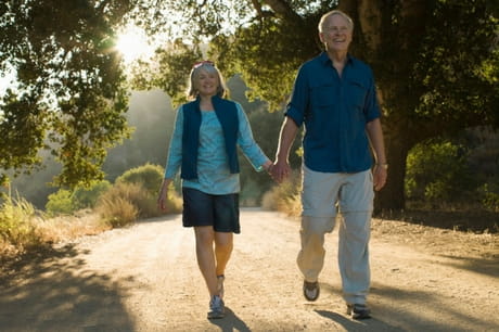 Couple walking in the forest