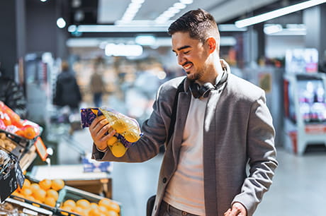 A man looking for produce