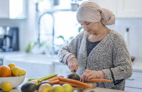 Cutting up healthy food for a meal