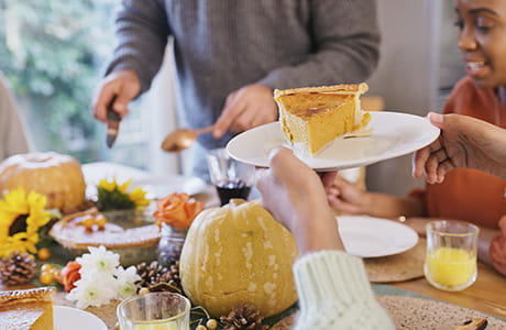 Serving pie at a party