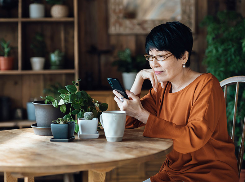 A woman on her phone