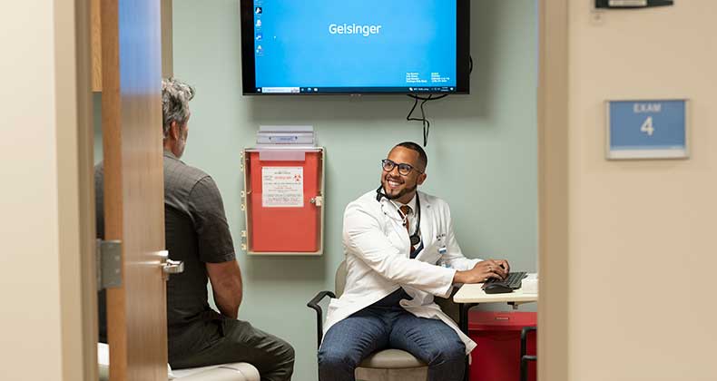 A patient and doctor talking