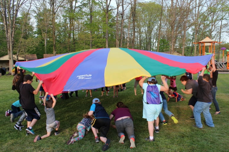 Camp Courage campers play a game