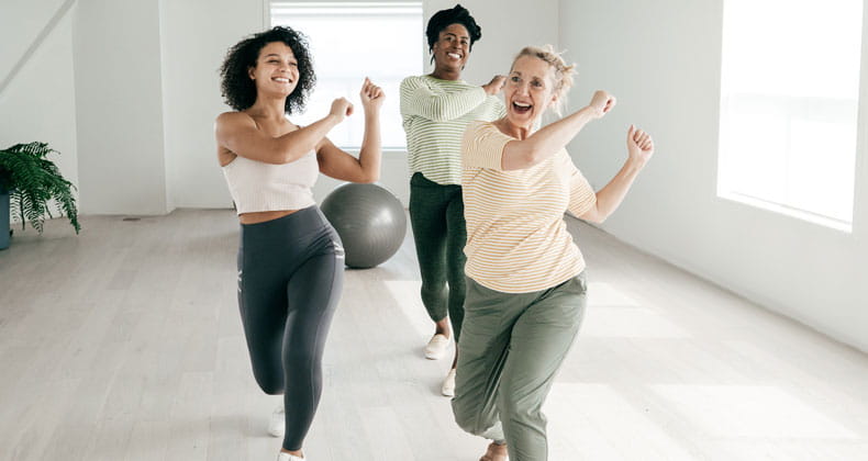 Women dancing in a workout class