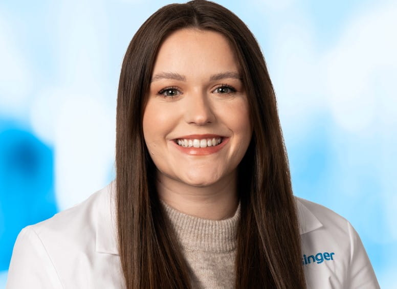 Lydia Shively, PA-C on a blue background