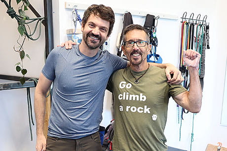 Cancer survivor, Ken Hull of Boalsburg with Thorsen Haugen, MD, a Geisinger otolaryngologist.