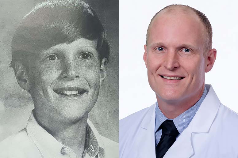 A young Miracle Kid patient is pictured in contrasting stages of life.