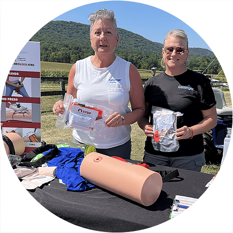 At this year’s Ag Progress Days, held near State College, the Geisinger Trauma team taught 129 local farmers how to respond quickly and effectively in bleeding emergencies.