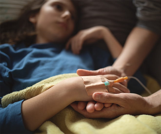 Patient receiving infusion therapy in the comfort of their home